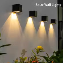 Led luz solar ao ar livre jardim quadrado lâmpada de parede pátio ao ar livre jardim cerca iluminação decoração da parede lâmpada